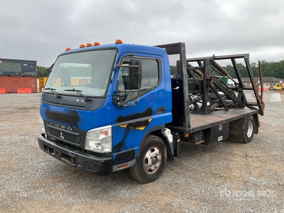 2008 Mitsubishi Fuso FE83D 4x2 Dumpster forks Flatbed Truck