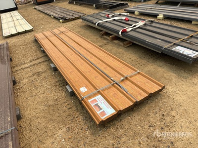 Quantity of (70) 12 ft x 3 ft Wood Grain Metal Roof Wall Panels