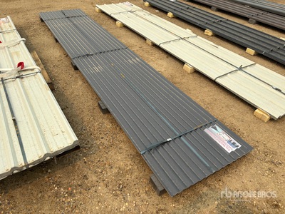 Quantity of (30) 16 ft x 3 ft Grey Metal Roof Panels (Unused)