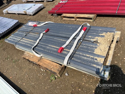 Quantity of (70) 8 ft x 3 ft Grey Metal Roof Panels (Unused)