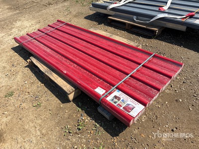 Quantity of (30) 8 ft x 3 ft Red Corrugated Polycarbonate Roof Panels Divers  (Unused)