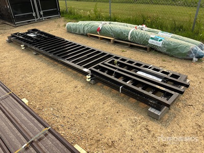32 ft x 3.3 ft Sliding Galvanized Wrought Iron Gate (Unused)