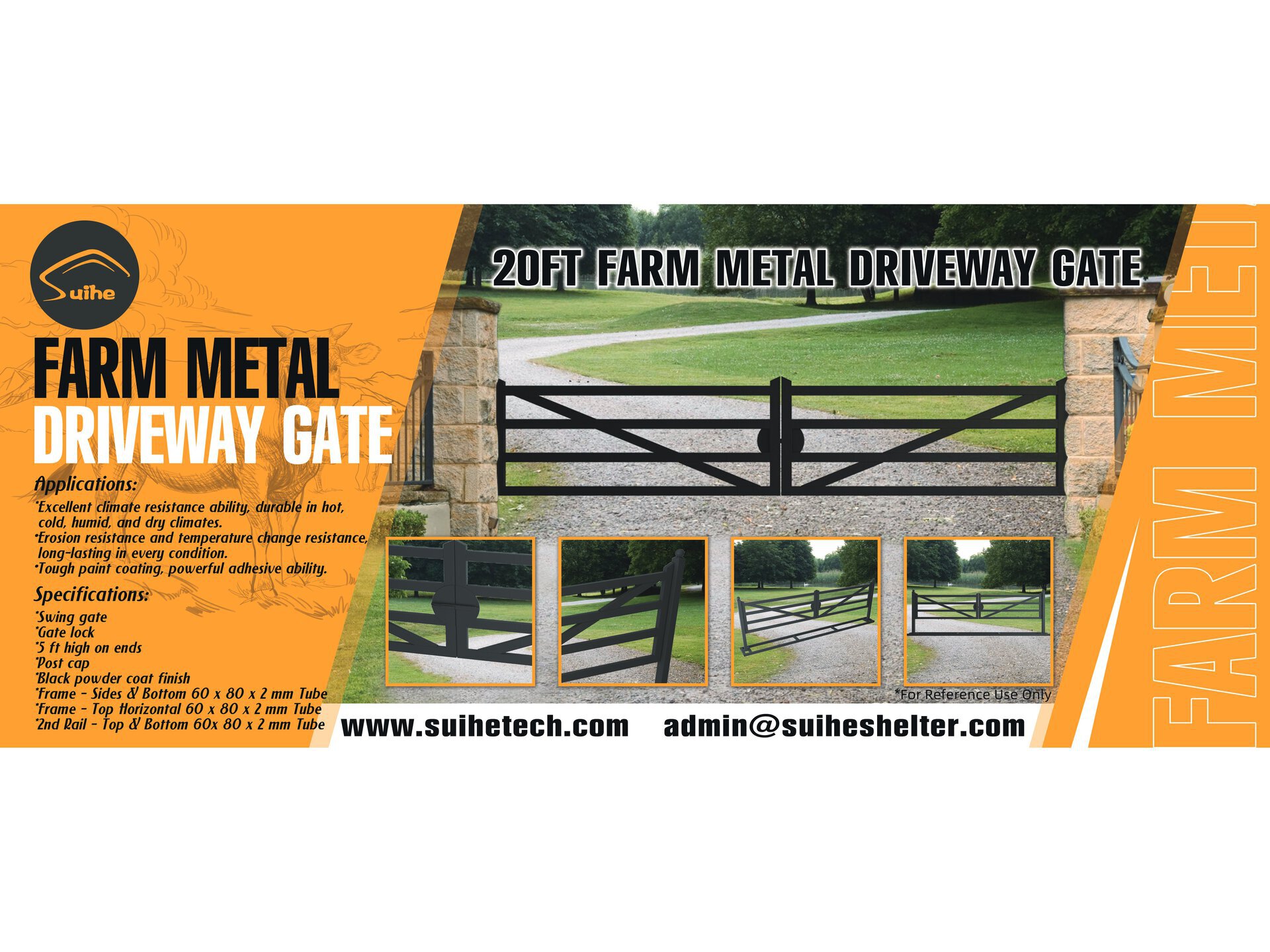Quantity of (3) 2026 Suihe NFG-20FB-3 20 ft Farm Metal Driveway Gate (Unused)