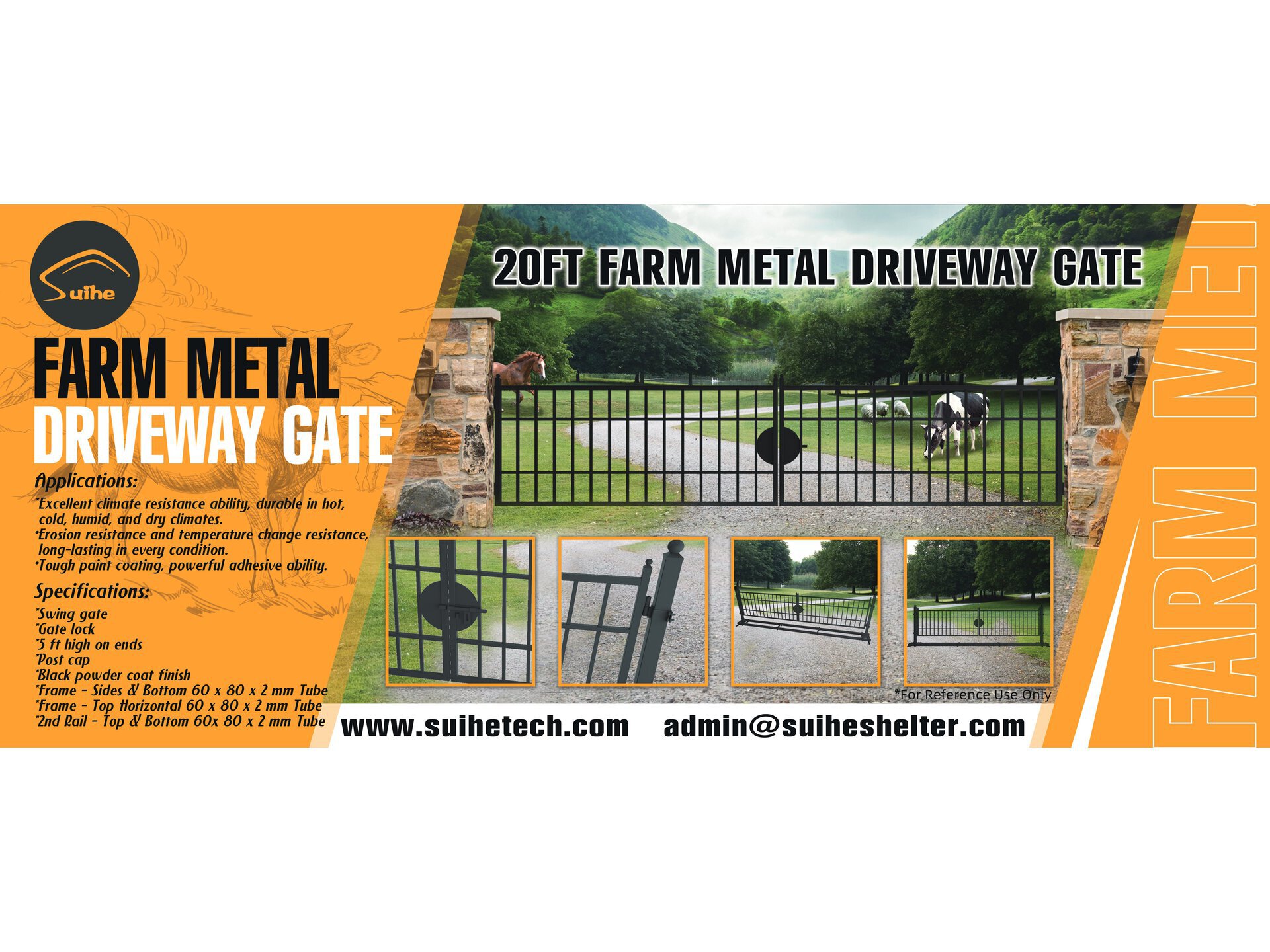 Quantity of (3) 2026 Suihe NFG-20FC-3 20 ft Farm Metal Driveway Gate (Unused)
