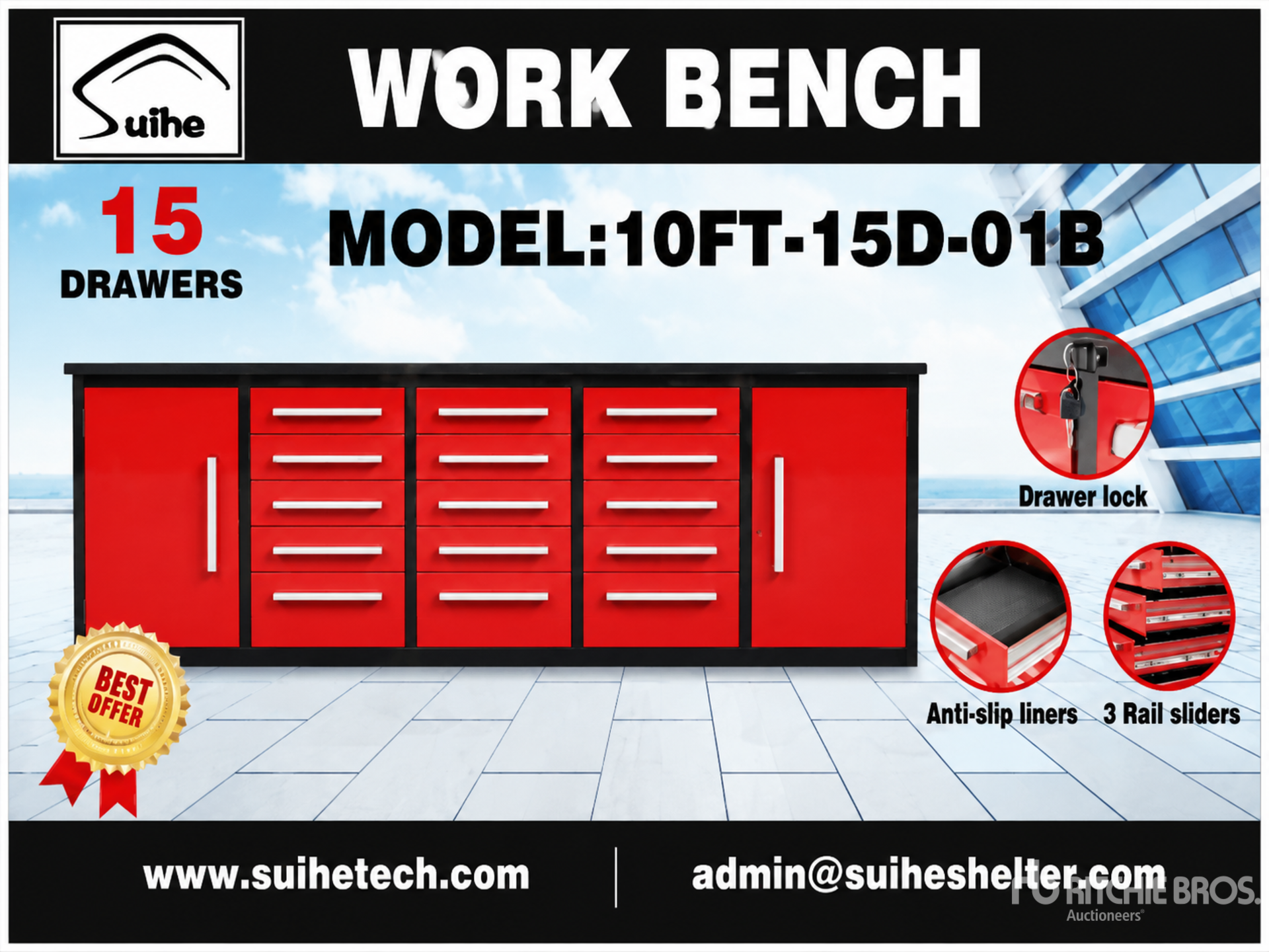2026 Suihe NWB-15DR-2 -10 10 ft 15-Drawer Workbench (Unused)