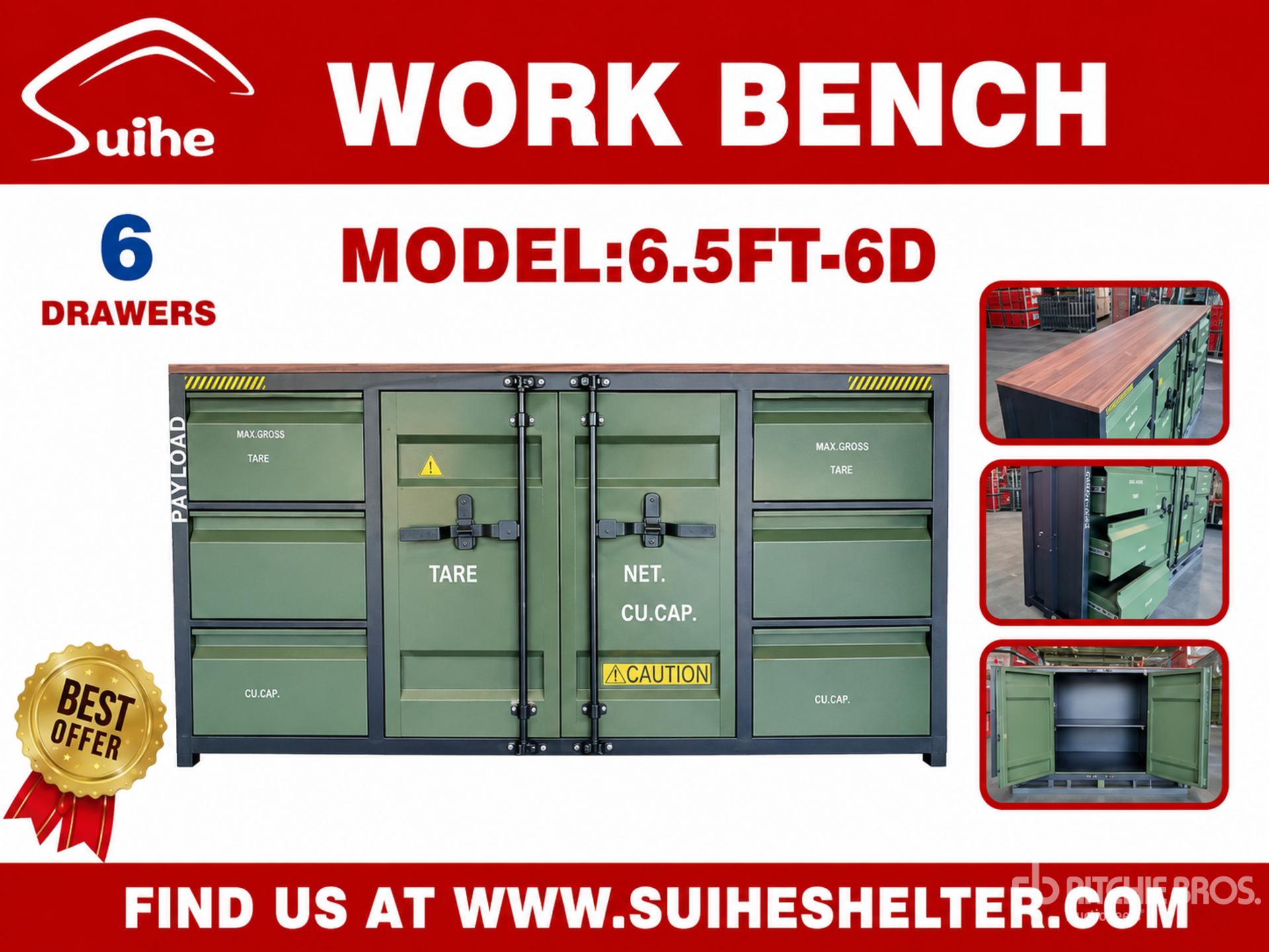 2026 Suihe NWB-6D-2 6 ft 5 in 6-Drawer Workbench (Unused)
