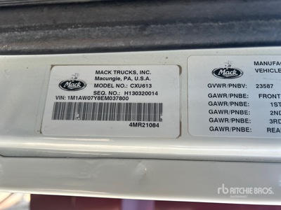 2014 Mack CXU613 T/A Sleeper Truck Tractor