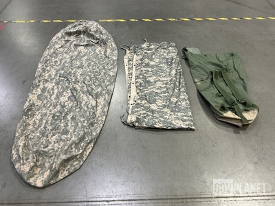 (19) Bivy Covers, (6) Tarpaulins, (59) Duffel Bags & Assorted Items