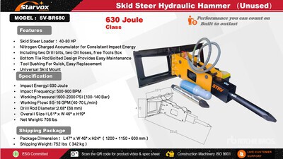 2026 STARVOX SV-BR680 Martillo Hidraulico para Minicargador (Sin Usar) / Łamacz do miniładowarek (Unused)