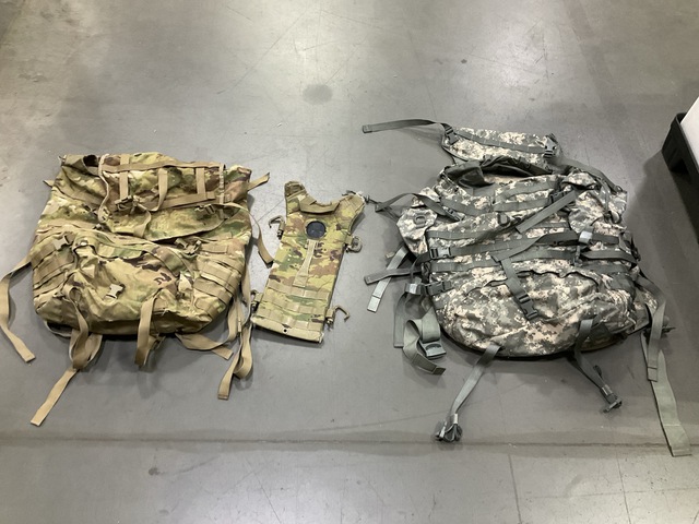 (53) Hydration System Carriers, (10) Field Packs & Assorted Items