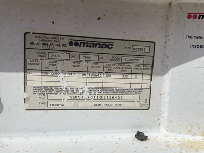 2016 Manac 42 ft T/A Belly Dump Trailer