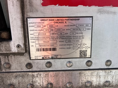 2017 Great Dane 53 ft x 102 in T/A Multi -Temp Gekoelde Aanhangwagen
