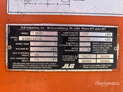 2008 JLG 800S Telescopic Boom Lift