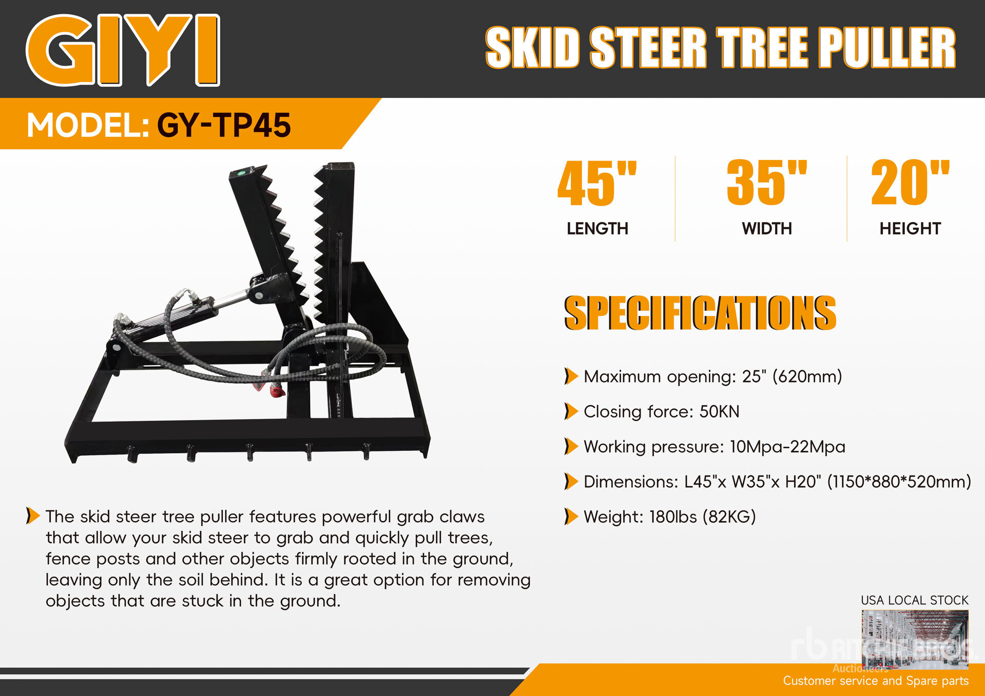 2026 GIYI GY-TP45 25 in Skid Steer Post Puller (Unused)