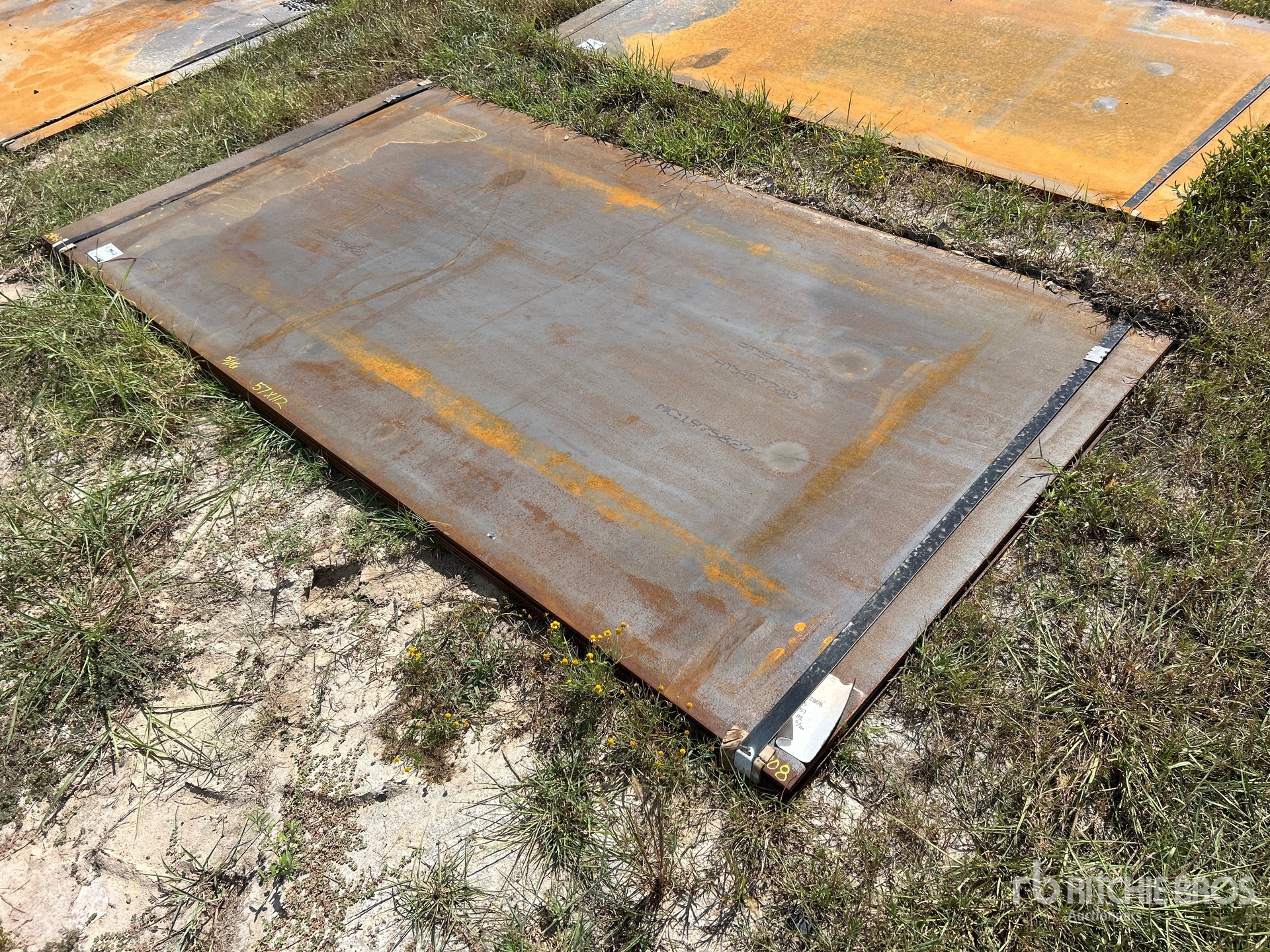Quantity of (3) 2025 Kit Containers 4 ft 9 in x 9 ft 4 in (0.312 in Thick) Road Steel Plates (Unused)