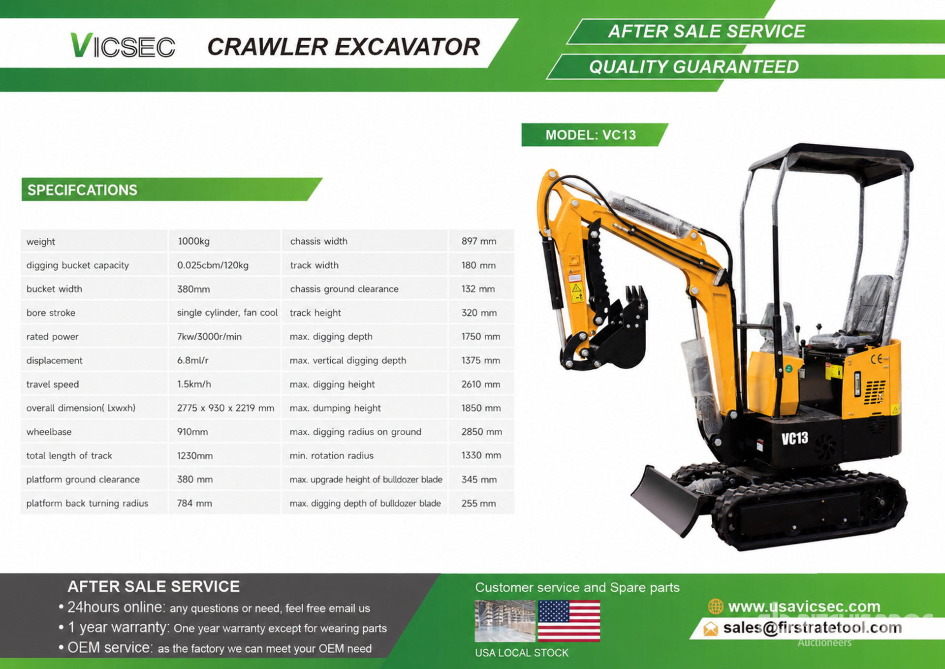 2026 VICSEC VC13D Mini Excavator (Unused)