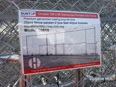 Quantity of (20) 2026 SUNTOP S0610 10 ft x 6 ft Chain Link Site Fence (Unused)