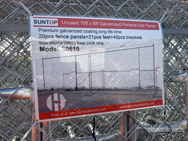 Quantity of (20) 2026 SUNTOP S0610 10 ft x 6 ft Chain Link Temporary Site Fence (Unused)