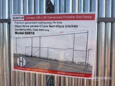 Quantity of (20) 2026 SUNTOP S0610 10 ft x 6 ft Chain Link Site Fence (Unused)