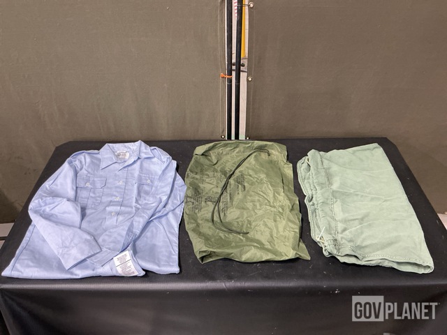 (104) Barracks Bags, (24) Men's Shirts, (80) Clothing Bags & Assorted Items