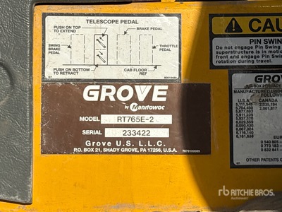 2013 Grove RT765E 65 ton 4x4x4 Grue tout terrain