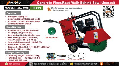 2026 STARVOX XLC-500B Walk-Behind Saw (Unused)