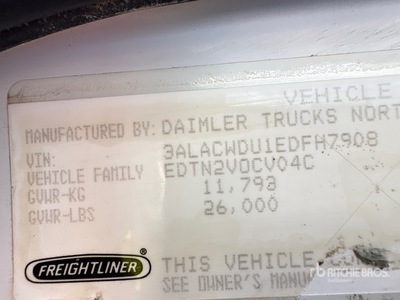 2014 Freightliner M2 106 2000 gal 4x2 Ciężarówka na wodę