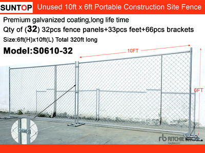Quantity of (32) 2026 SUNTOP S0610-32 10 ft x 6 ft Chain Link Temporary Clôture de site (Unused)