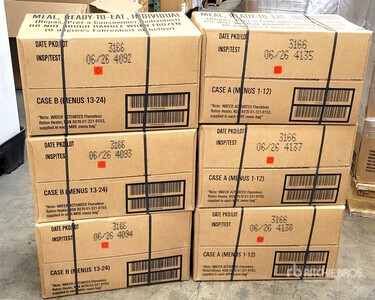 (6) Cases of Genuine U.S. G.I. Military MRE'S (Meals ready to Eat) 6/26