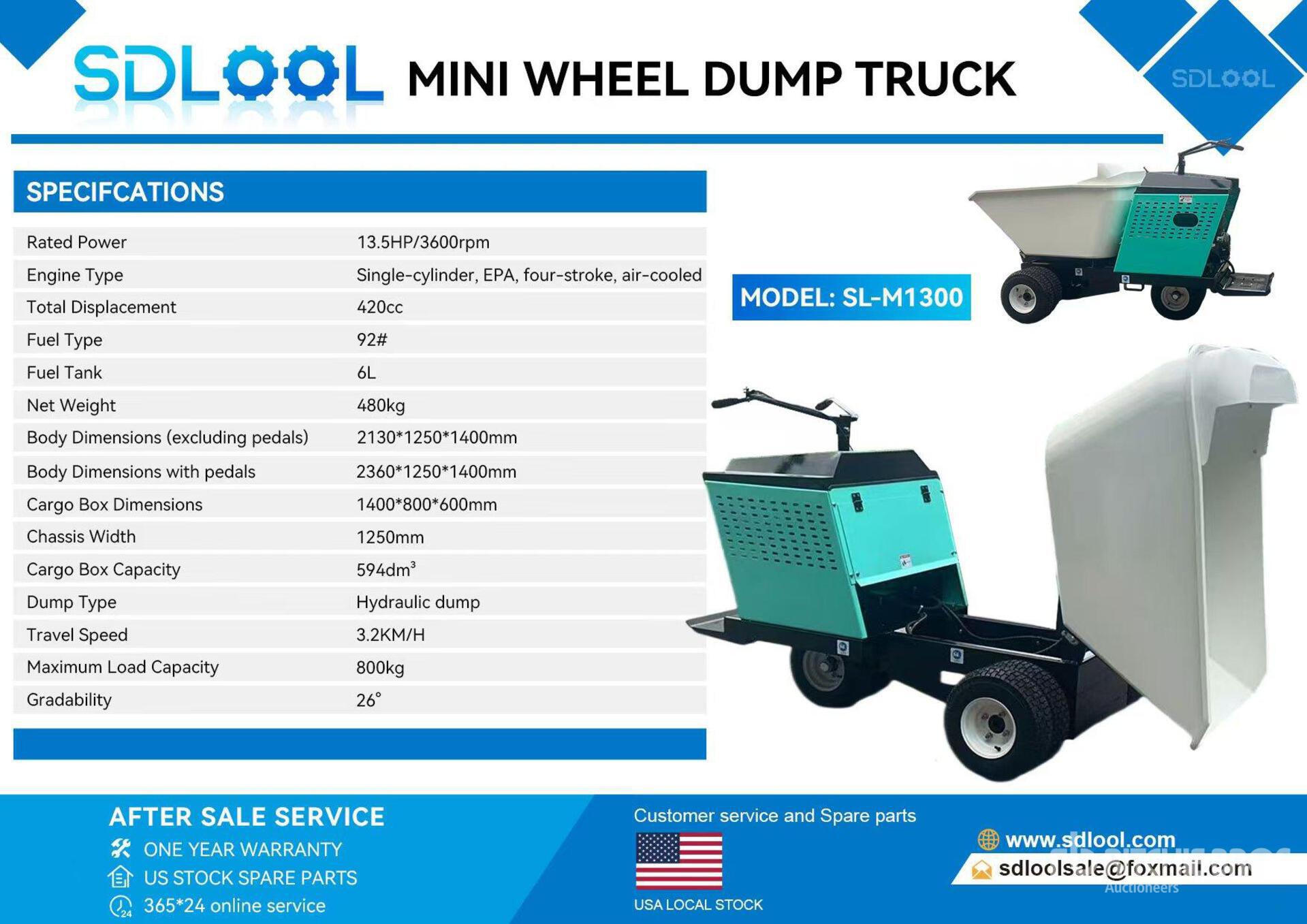 2026 SDLOOL SL-M1300 Stand-On Mini Dumper (Unused)