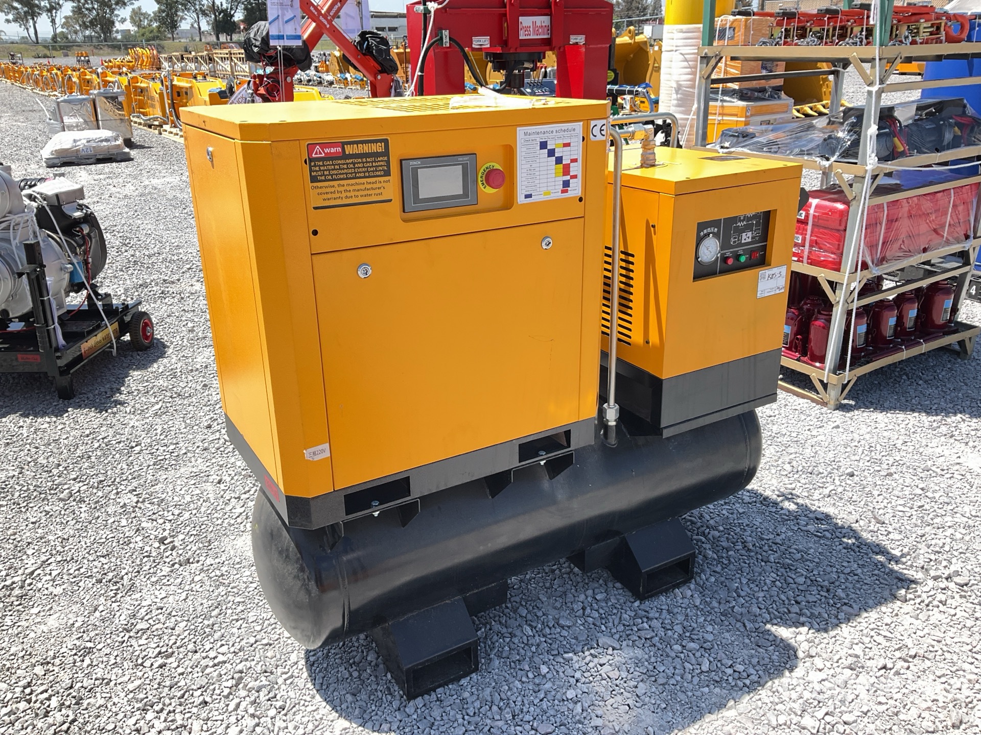 2026 Jiushu JS-10HP 1.1 m3/min Skid-Mounted Electric Compresor de Aire de Tornillo con Tanque y Separador de Agua (Sin Usar) / Rotary Screw Air Compressor (Unused)