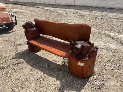 Cedar Chainsaw Carved Eagle/Bear Bench
