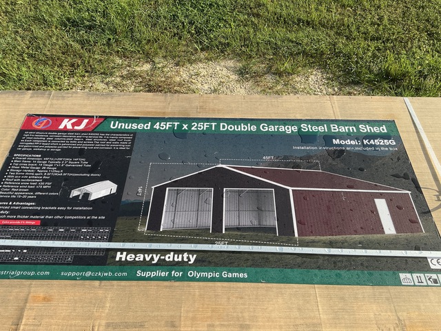 KJ K4525G Double Garage Steel Barn Shed - Unused