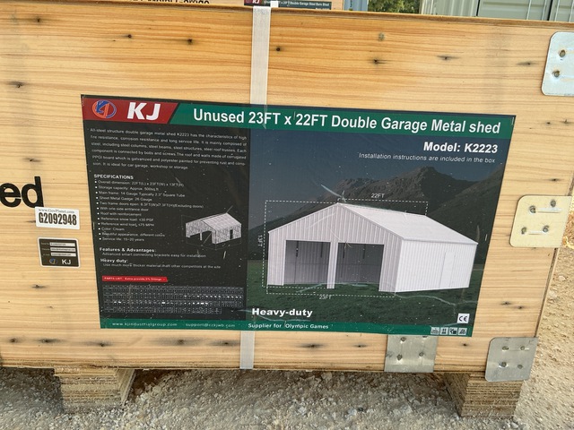 KJ K2223 Double Garage Metal Shed - Unused