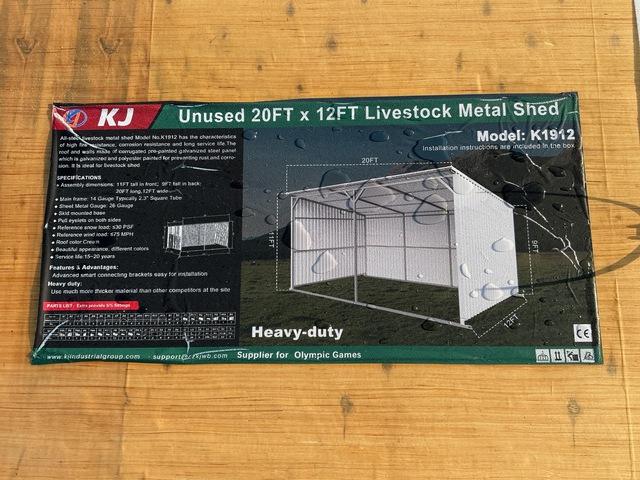 KJ K1912 Livestock Metal Shed - Unused