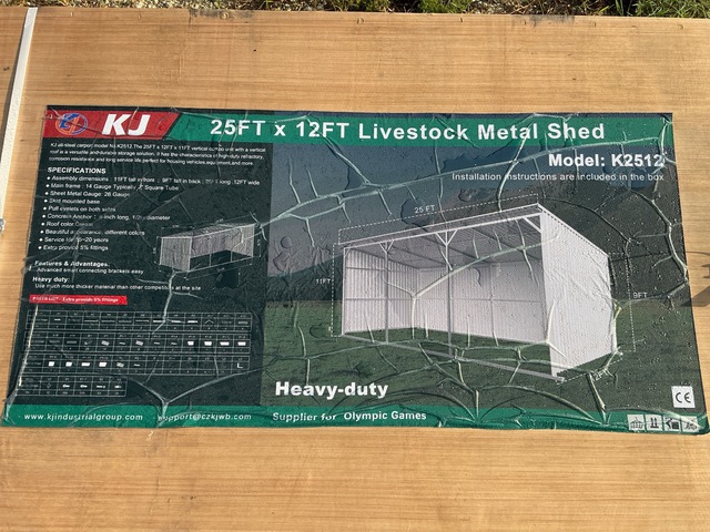KJ K2512 Livestock Metal Shed - Unused