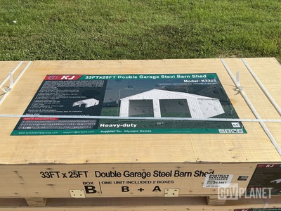 KJ K3325 Double Garage Steel Barn Shed - Unused