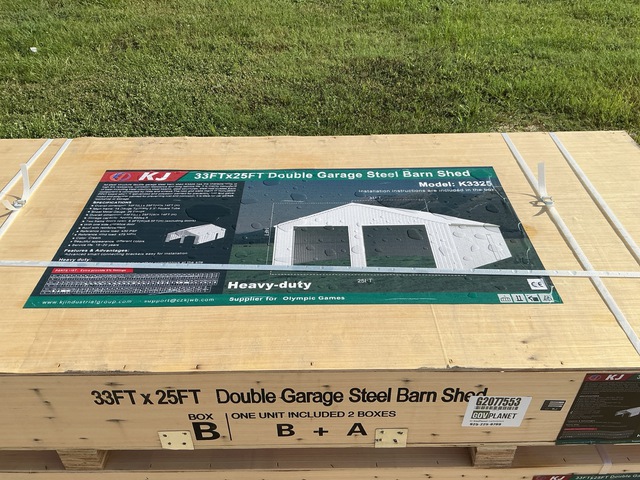 KJ K3325 Double Garage Steel Barn Shed - Unused