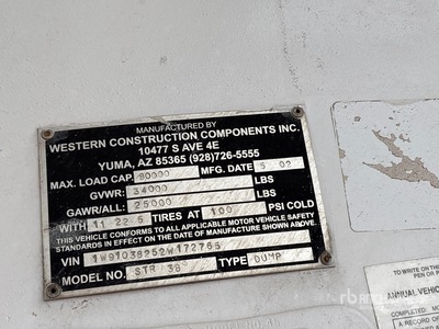 2002 Western 35 ft 8 in T/A Frameless Demolition Przyczepa wywrotka