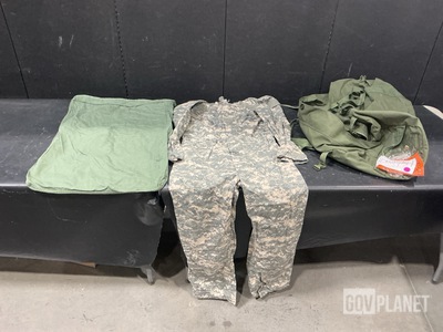 (50) Barracks Bags, (7) Pairs of Mechanic's Coveralls & Assorted Items