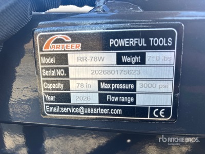 2026 ARTEER RR-78W 78 in Skid Steer Root Rake (Unused)