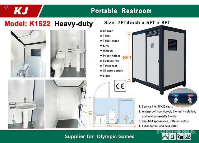 2026 KJ K1522 7 ft 4 in x 5 ft x 8 ft Portable Toilet (Unused)