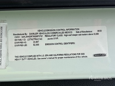 2021 Freightliner Cascadia 126 6x4 T/A Sleeper Truck Tractor