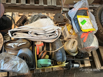 Quantity of Straps, Steel Cable, Truck Tarp & Winch Różne