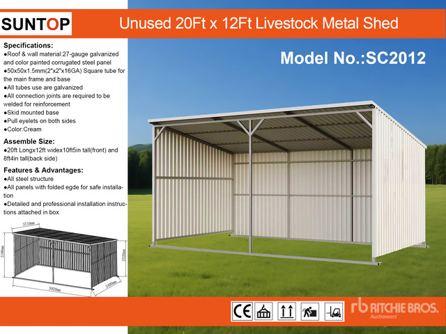 2026 SUNTOP SC2012 20 ft x 12 ft Livestock Shelter (Unused)