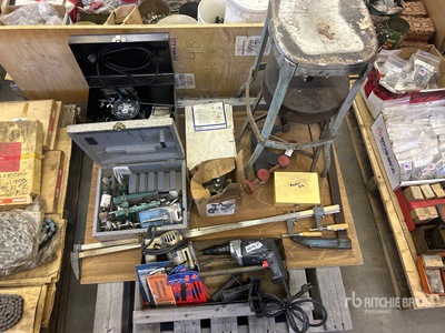 Corded Router, Clamp, Corded Drill & Shop Stool