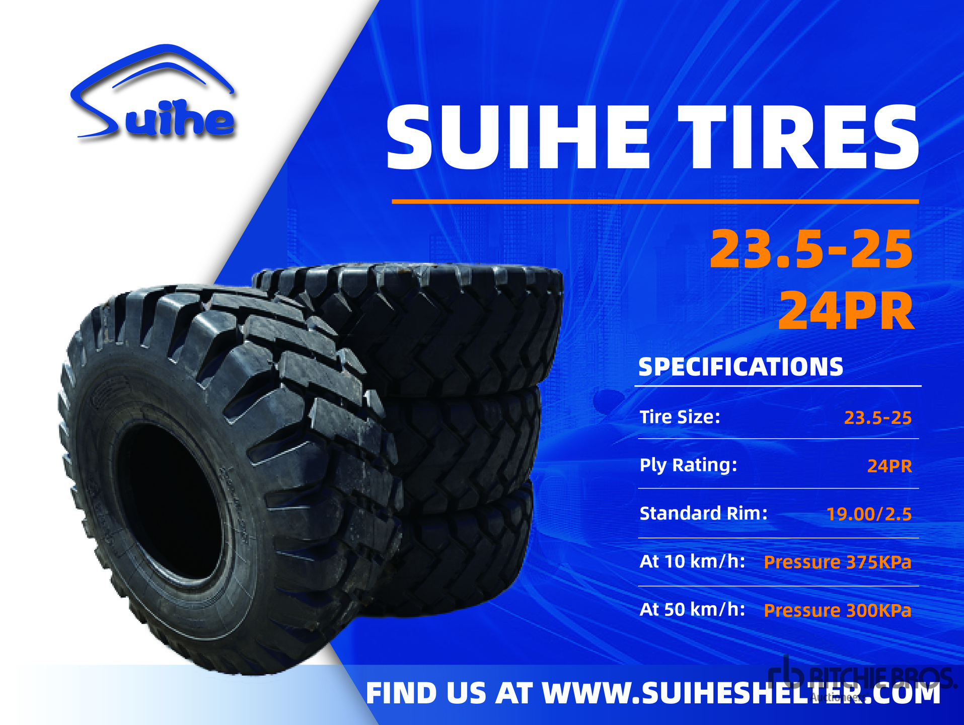 Quantity of (4) 2026 Suihe T23.5 23.5x25 Tires (Unused)