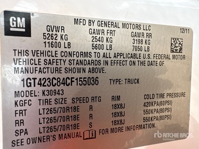 2012 GMC Sierrra 3500HD 4x4 Crew Cab Pickup