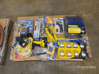 Padlocks, Cordless Drill, Drill Bits, Screw Driver Set, Washers, Saw Blade, Temp Reader