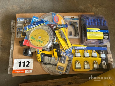 Padlocks, Cordless Drill, Drill Bits, Screw Driver Set, Washers, Saw Blade, Temp Reader